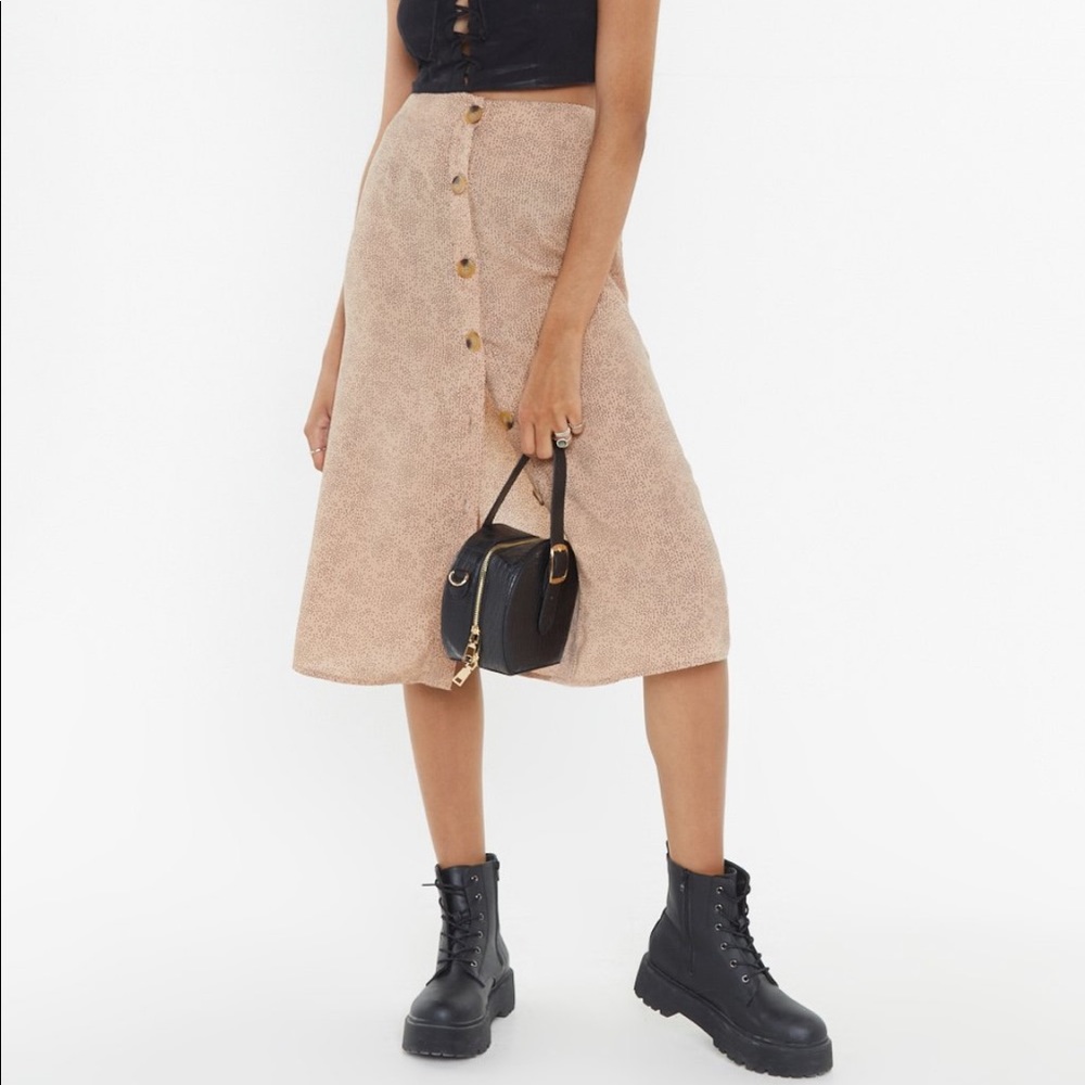 Nasty Gal Button-Front Midi Skirt